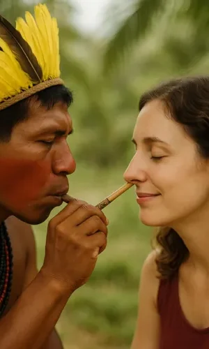 spiritual-journey-rape-ceremony-madidi-amazon-bolivia Rapé ceremony in Madidi National Park during spiritual retreat guided by indigenous shamans Amazon Bolivia